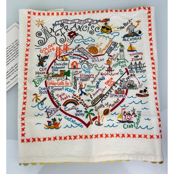 Catstudio Left my Heart in San Francisco California Tea Kitchen Towel Colorful G - Picture 2 of 11